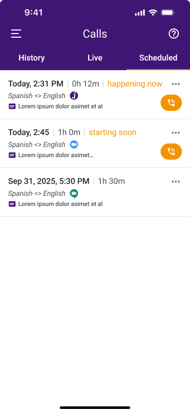 Calls - Scheduled-mobile