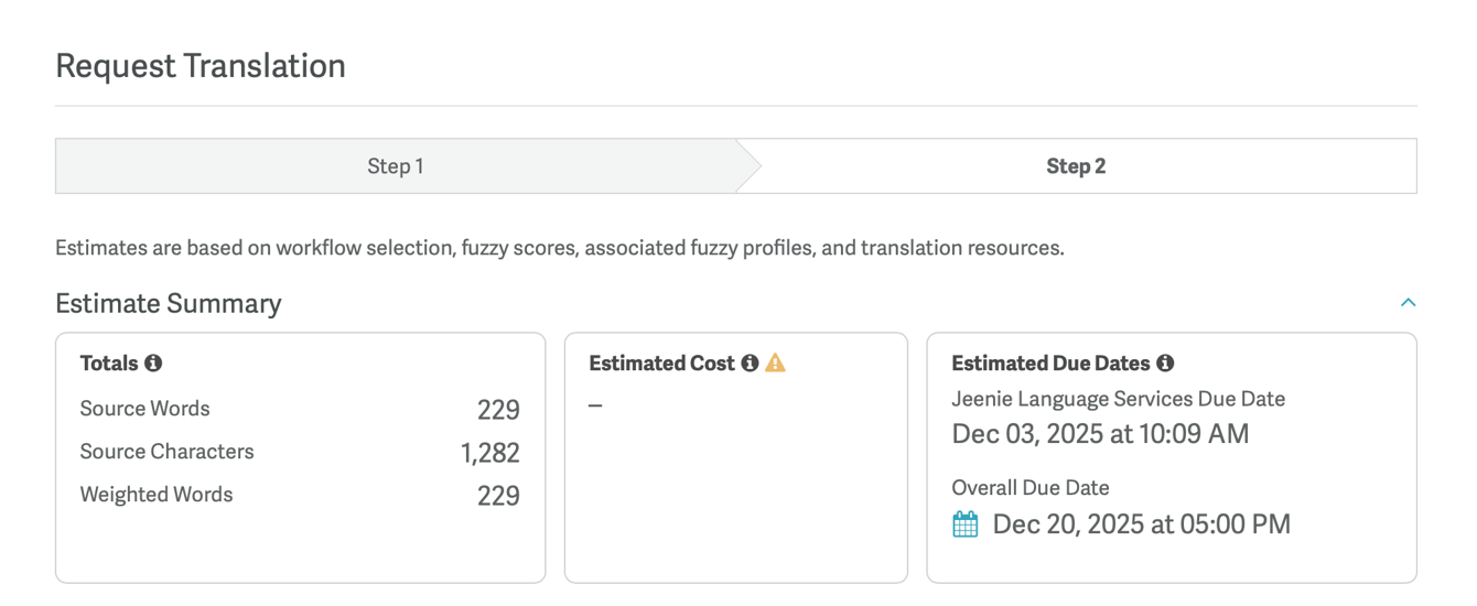 How to create a Translation Request